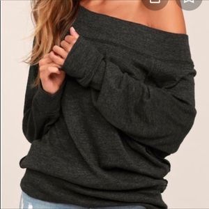 Free people gray off the shoulder sweater